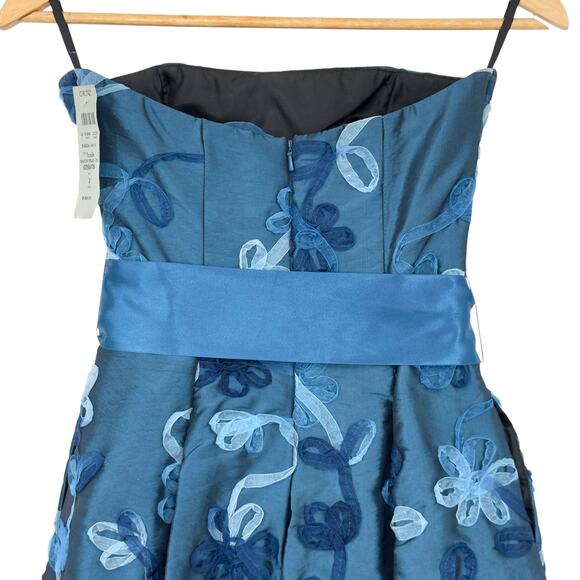NWT Cache Blue Strapless Bubble Hem Applique Dress Size 2 Y2K Glam Luxe Evening - Picture 12 of 16
